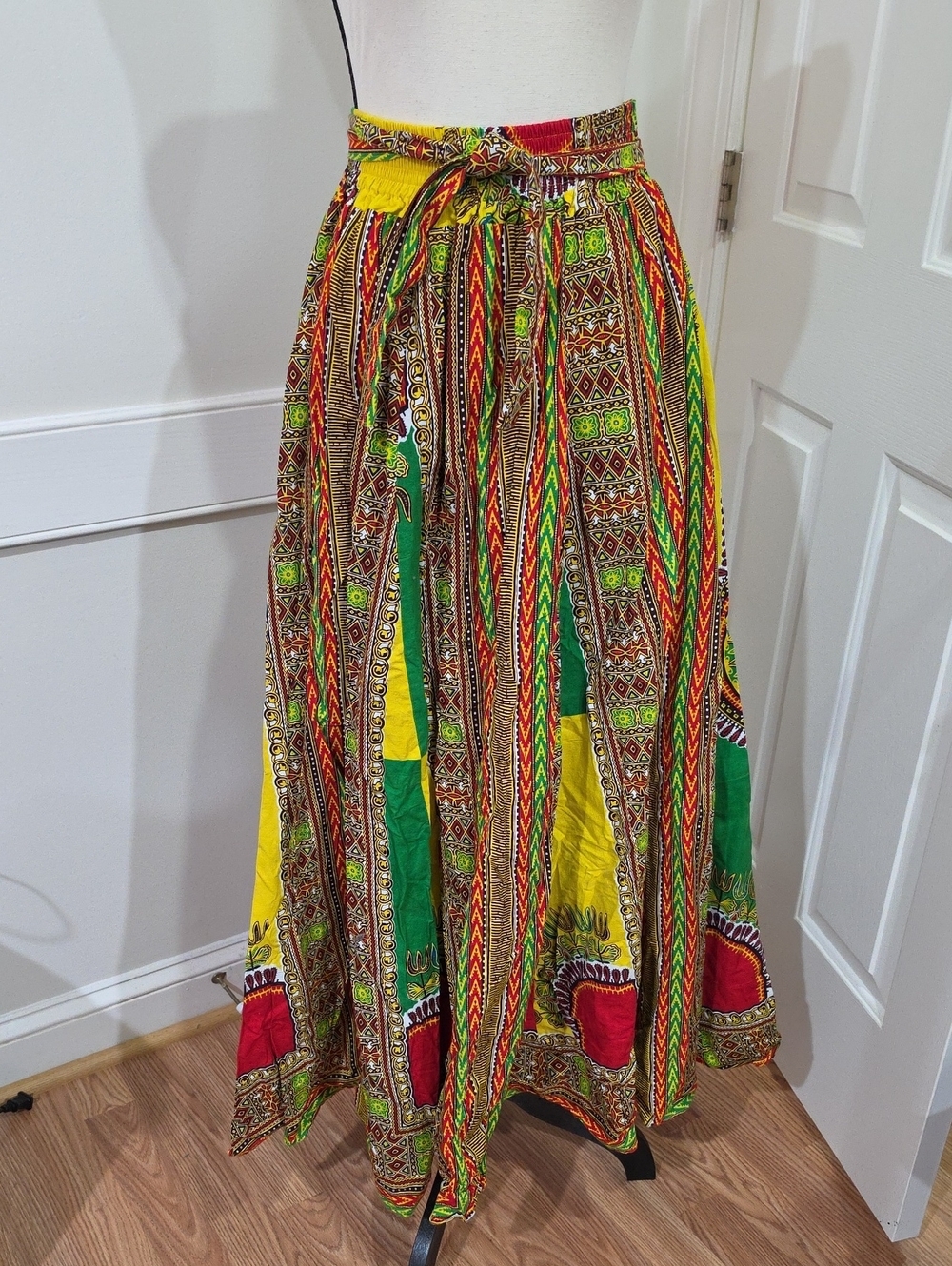 Kara Chic by NF Vibrant African Wax Print Maxi Skirt One Size Fits Most Boho